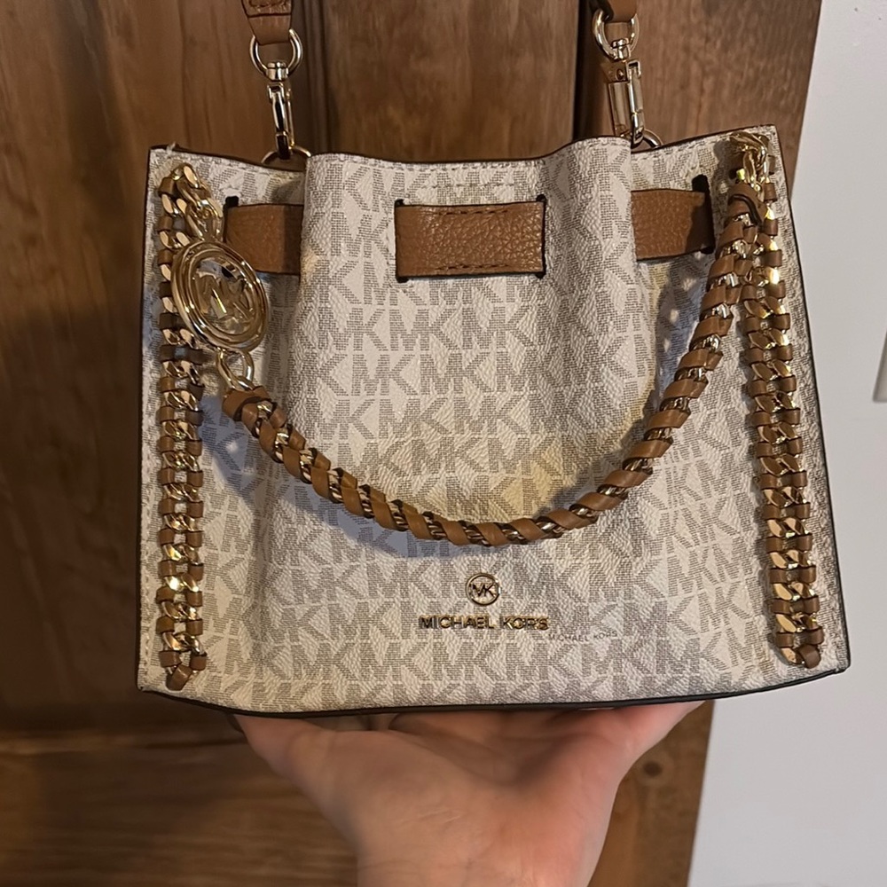 Michael Kors Cream and Tan Shoulder Bag